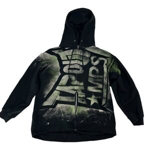 Tapout MPS Hoodie Mens Medium Black Green Y2K Cybergoth Jesse Pinkman Grunge AOP